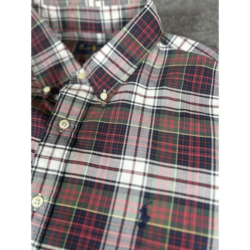 Ralph Lauren Men's Button Up Long Sleeve‎ Plaid Multicolor Shirt 2XL